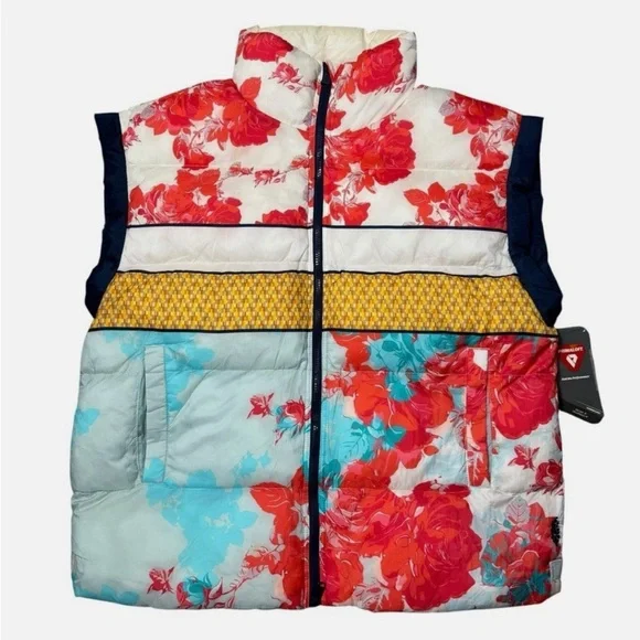 NWT New Free People In A Bubble Printed Puffer Sport Floral Vest Size Large - Picture 5 of 7